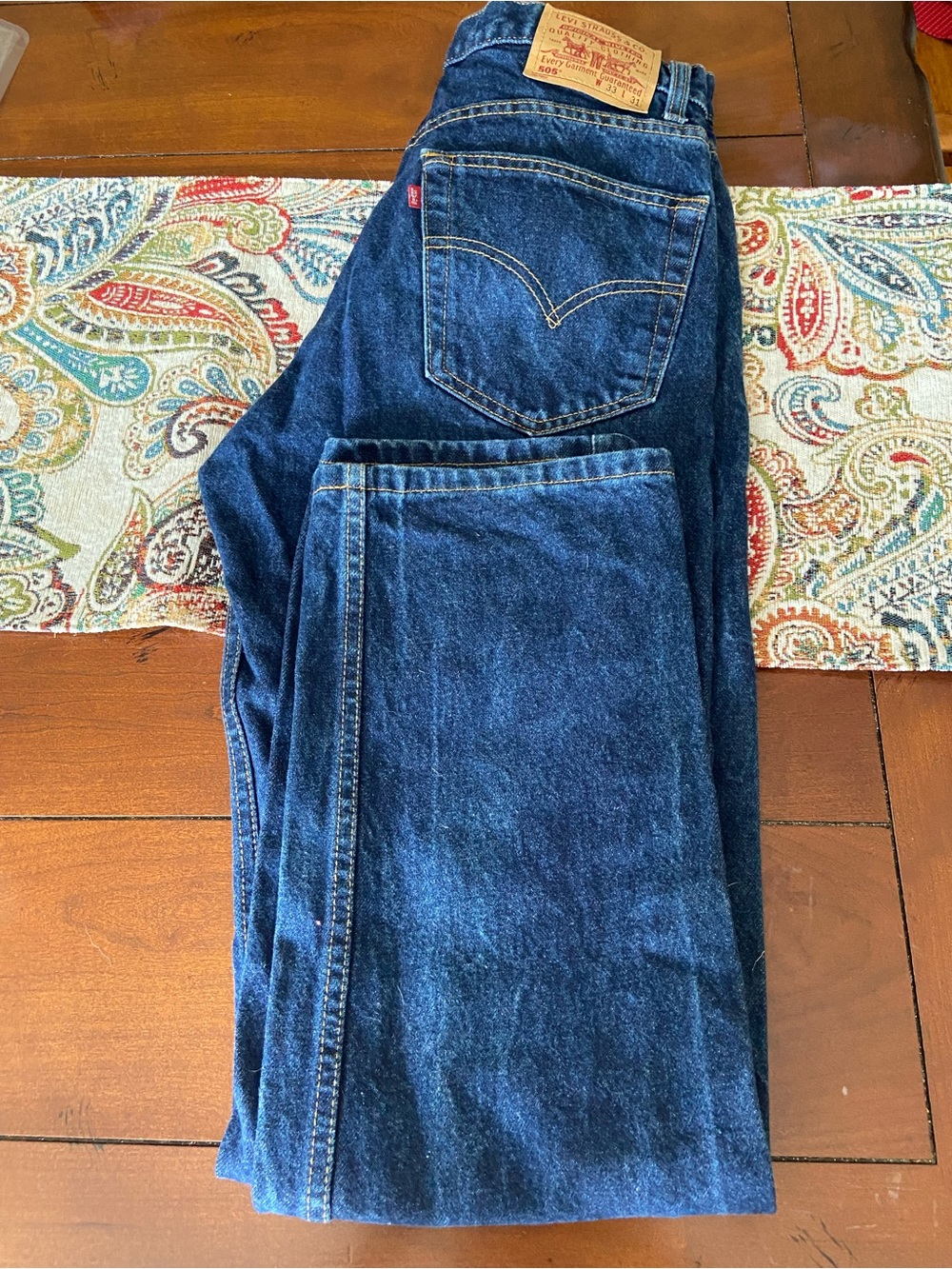 Levi's 505 Straight Leg Jeans in Dark Blue Denim - Picture 3 of 4